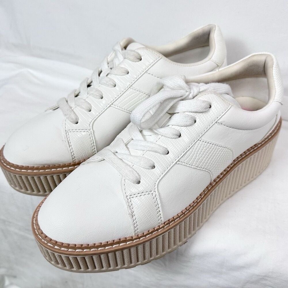 Dolce Vita Women's 8.5 Tiger Lace-Up Platform Sneakers White Leather - Picture 6 of 11